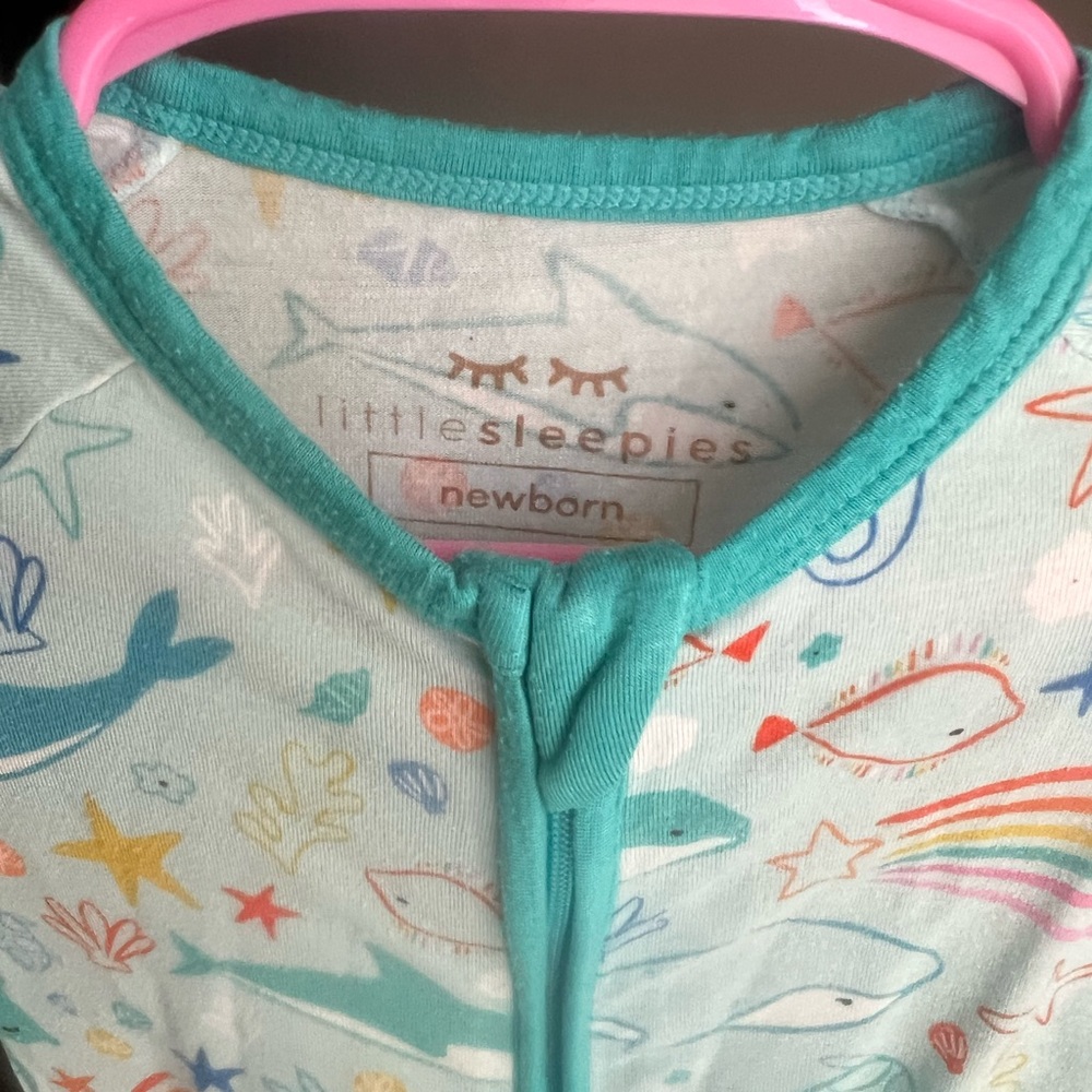 Little Sleepies Ocean Pals Zippy Pajamas Size Newborn GUC - Picture 2 of 7
